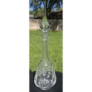 ABC WHEEL CUT CRYSTAL DECANTER Rose Pattern and Beveled OBELISK Stopper